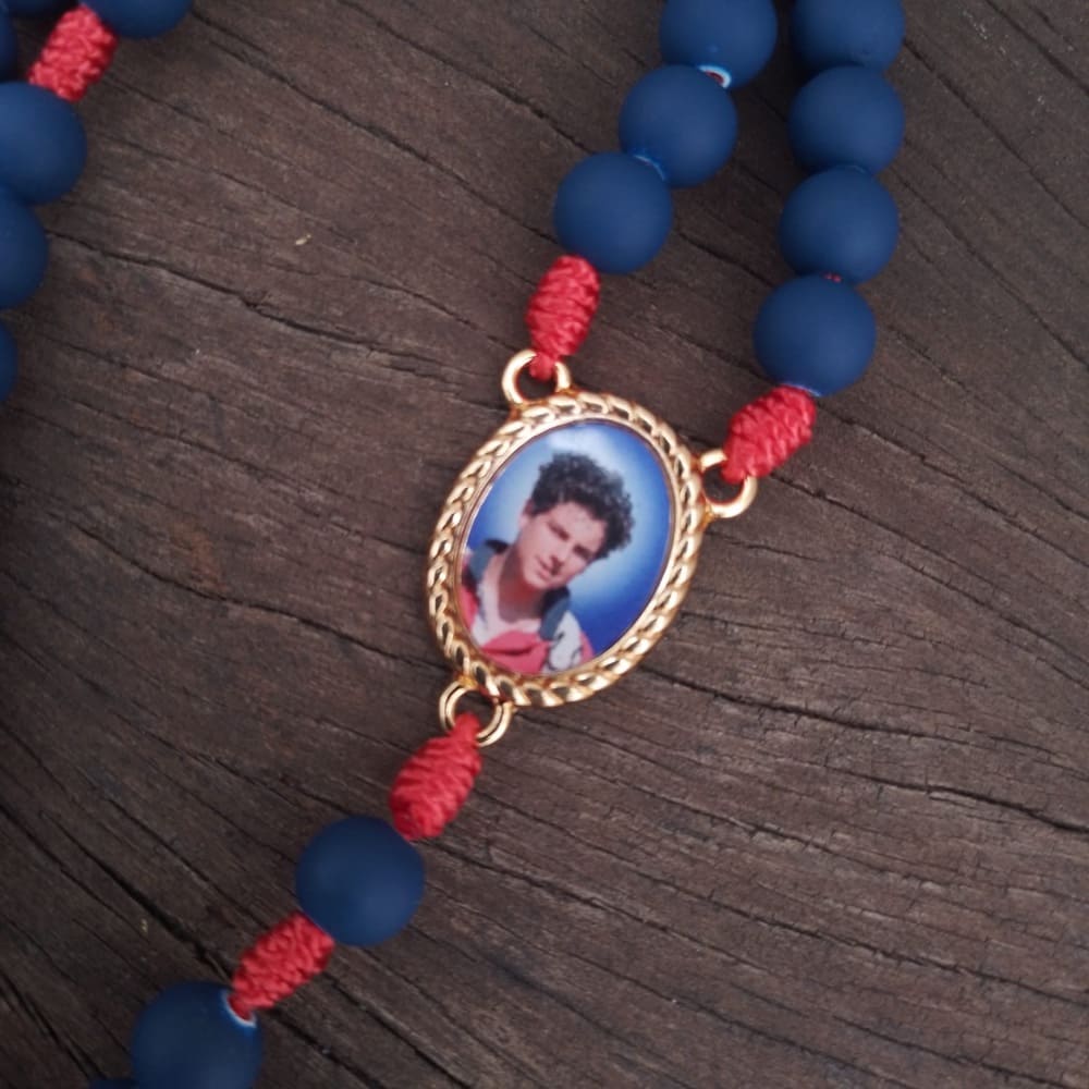 Terço São Carlo Acutis Agilis 8mm - Marinho e Vermelho