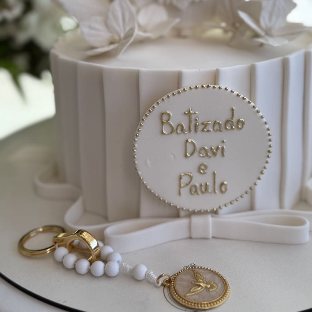 Chaveiro Lux Espírito Santo - Ouro e Off White