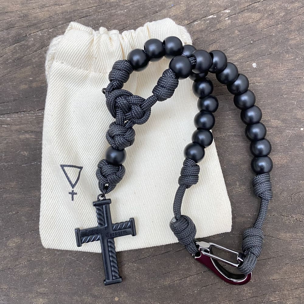 Terço para Carro Força e Coragem Virtus - Preto