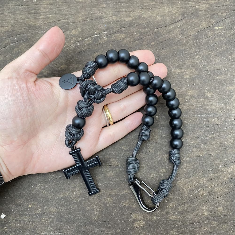 Terço para Carro Força e Coragem Virtus - Preto