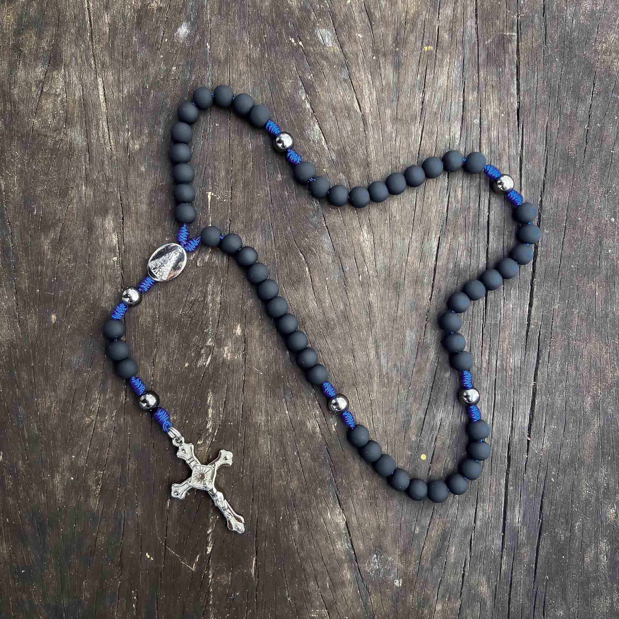 Terço de Nossa Senhora Aparecida Agilis 8mm - Azul e Preto