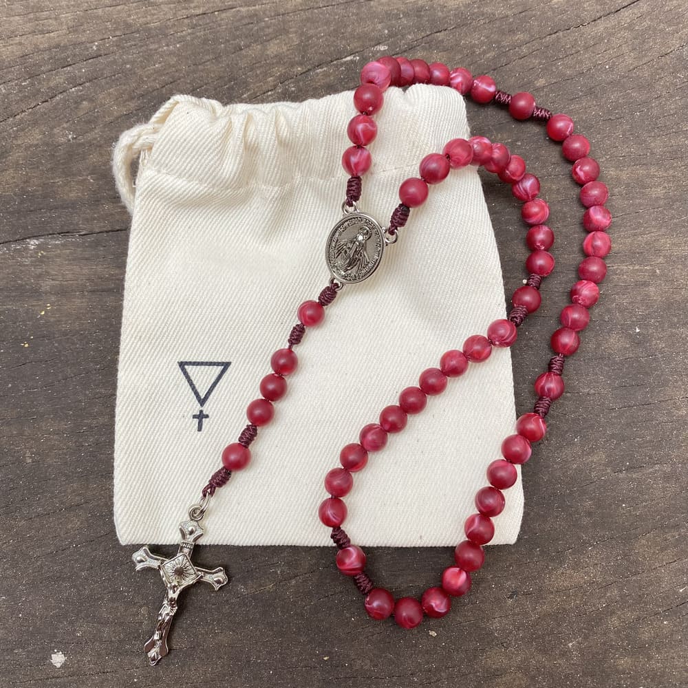 Terço Nossa Senhora das Graças Agilis 8mm - Vinho e Vermelho