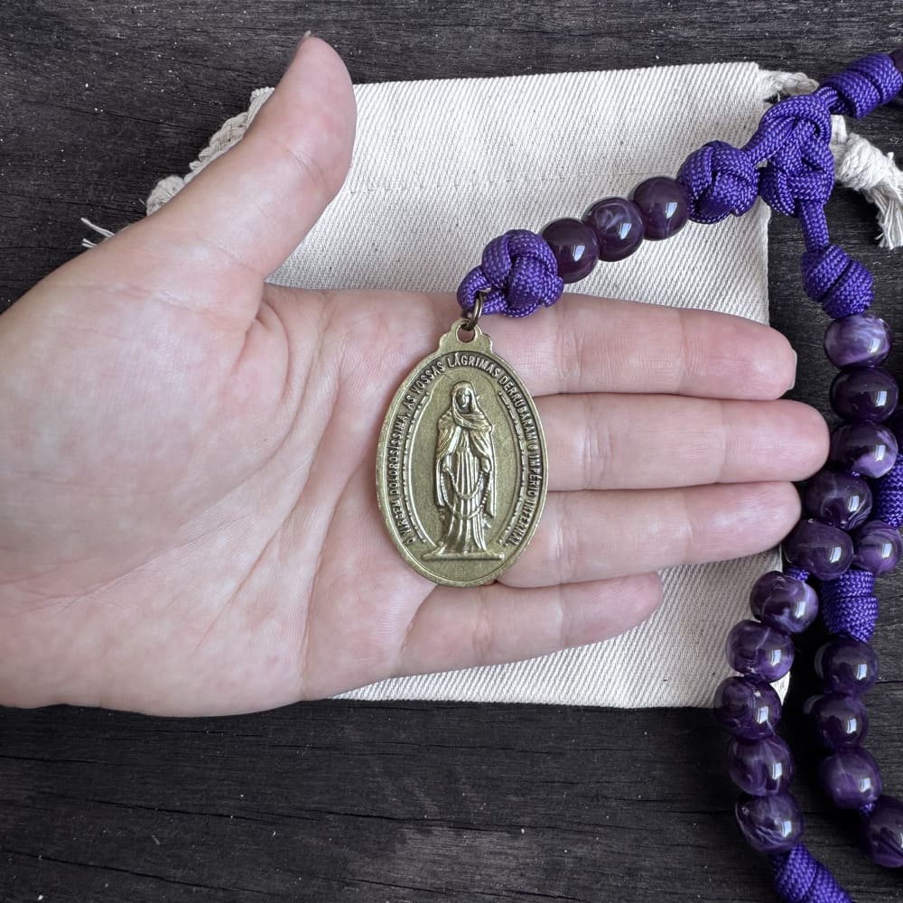 Terço Medalha Nossa Senhora das Lágrimas - Roxo