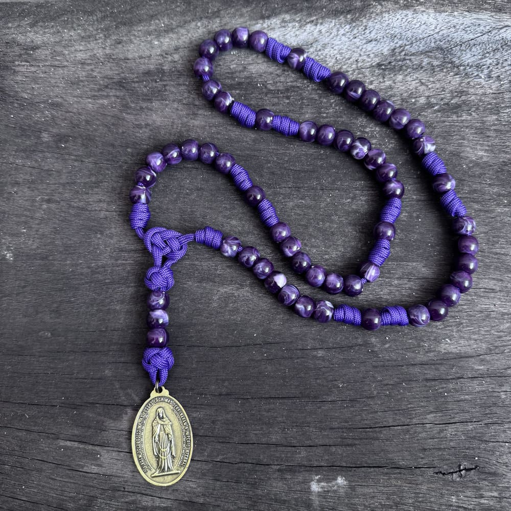 Terço 7 Mistérios Nossa Senhora das Lágrimas Virtus - Roxo