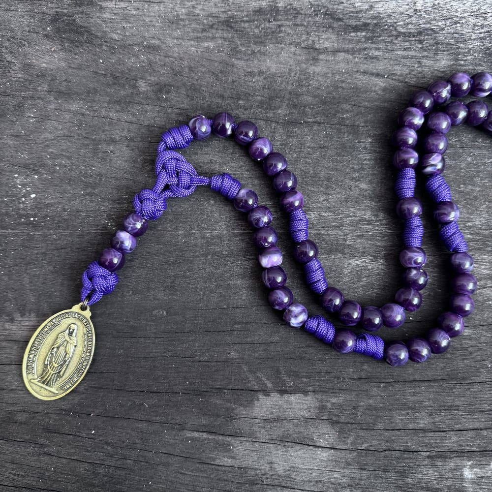 Terço 7 Mistérios Nossa Senhora das Lágrimas Virtus - Roxo