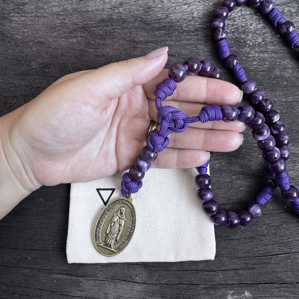 Terço 7 Mistérios Nossa Senhora das Lágrimas Virtus - Roxo