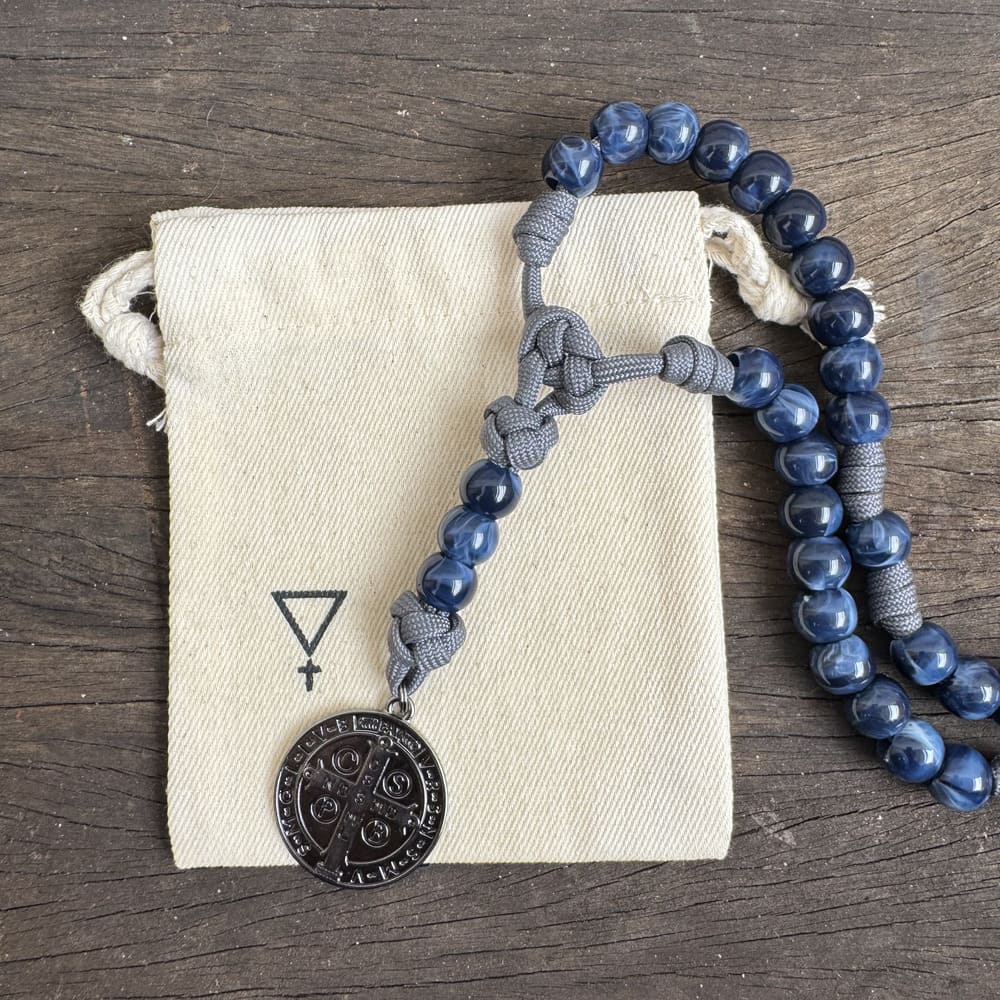 Terço Medalha de São Bento Virtus - Grafite e Azul