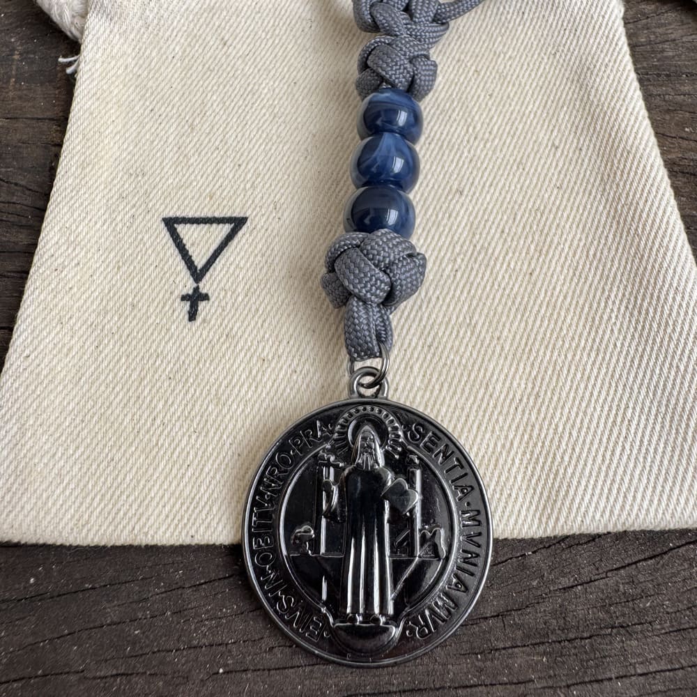 Terço Medalha de São Bento Virtus - Grafite e Azul