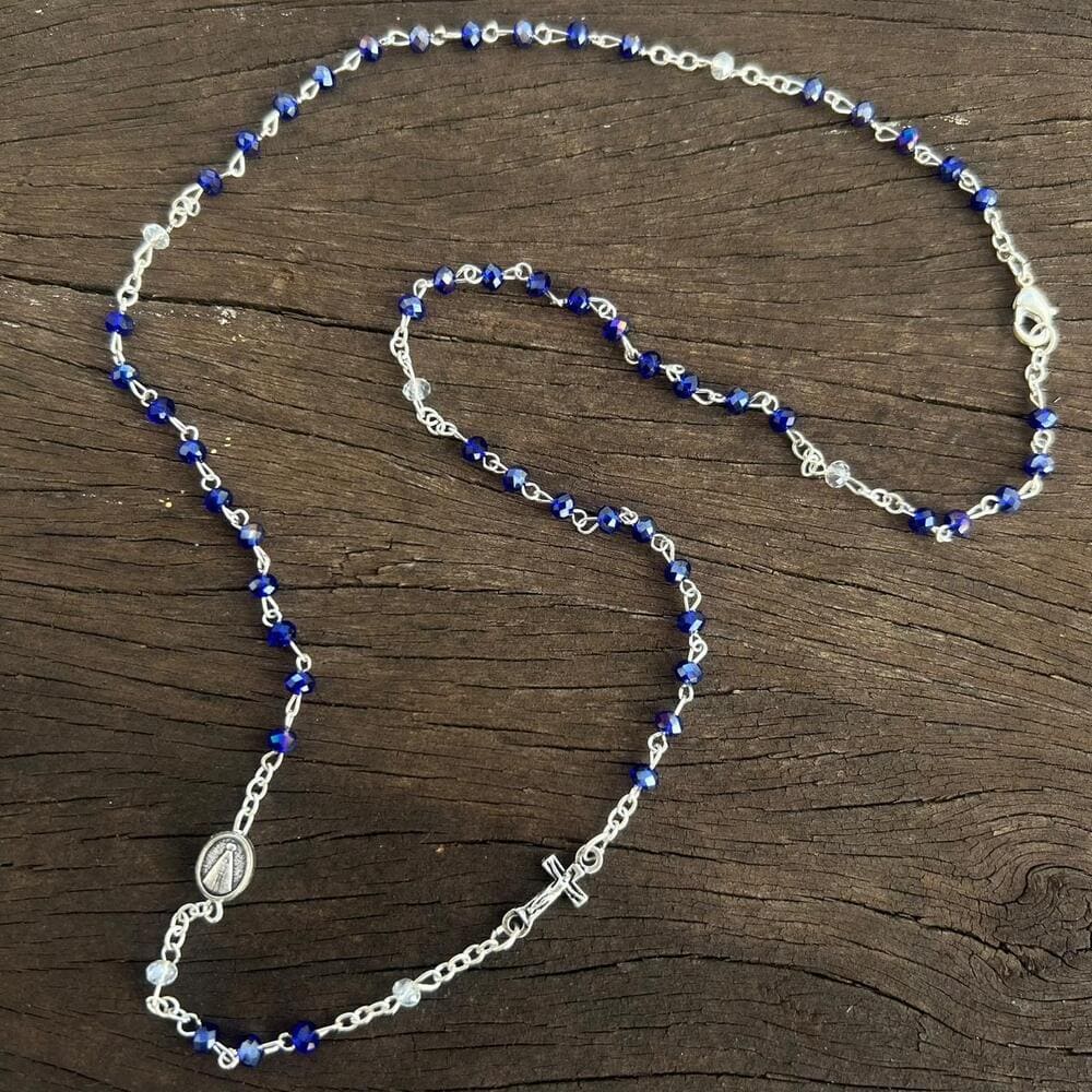 Terço Italiano Colar Nossa Senhora Aparecida 4mm - Cristais Marinho