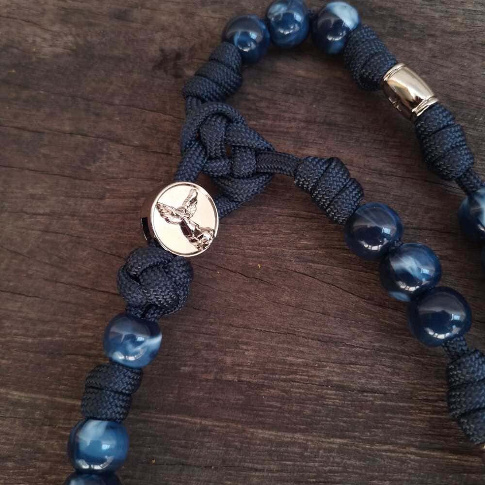 Coroa de São Miguel Virtus Mistérios em cruz - Azul e Níquel