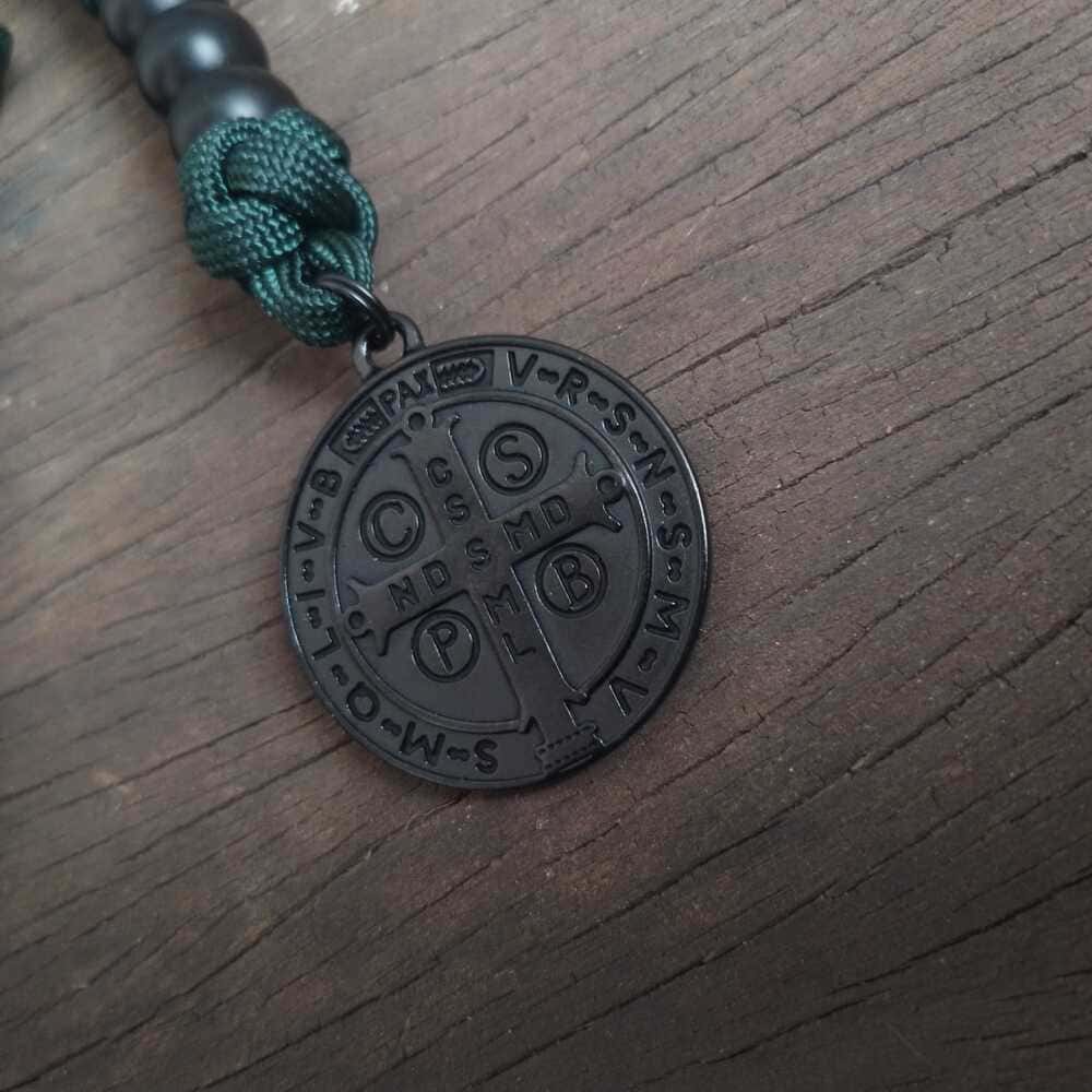 Terço Medalha de São Bento Virtus - Verde Escuro