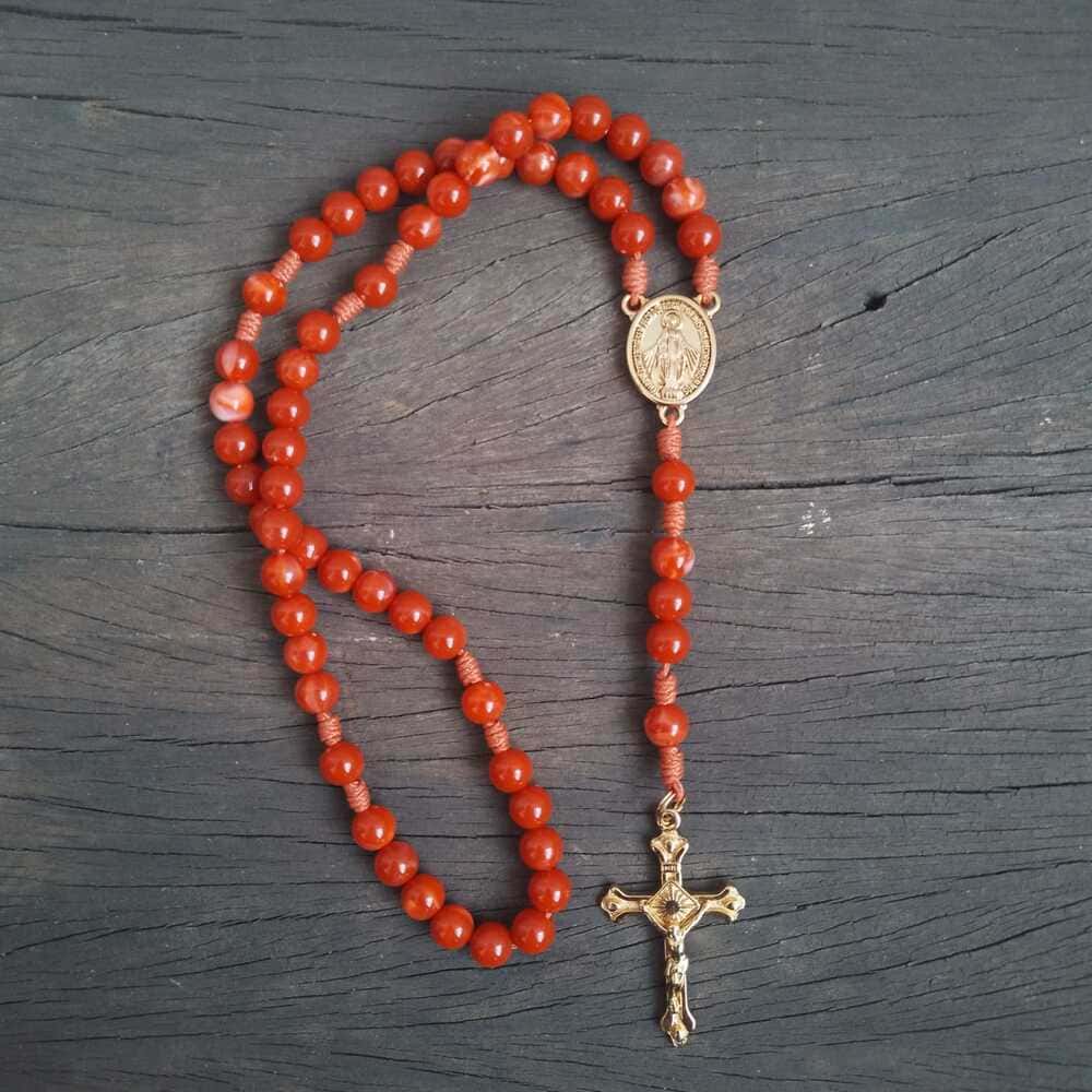 Terço Nossa Senhora das Graças Agilis 8mm - Laranja