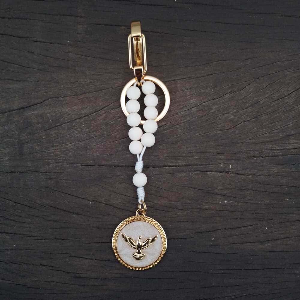 Chaveiro Lux Espírito Santo - Ouro e Off White