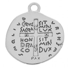 Medalha Devocional Duas Cruzes - Níquel