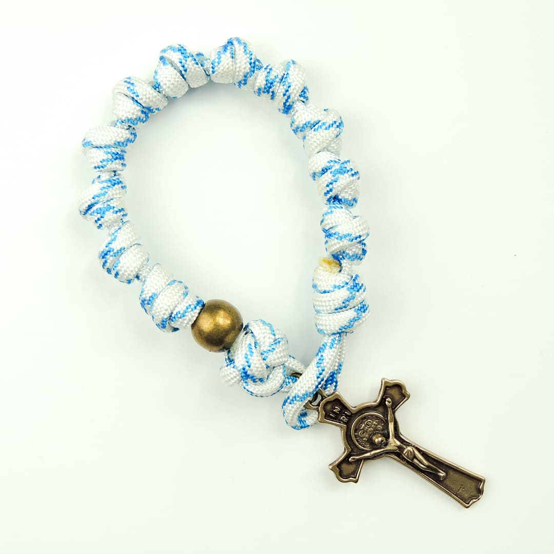 Dezena Pulseira de Nós Pocket Nodus - Azul e Branco