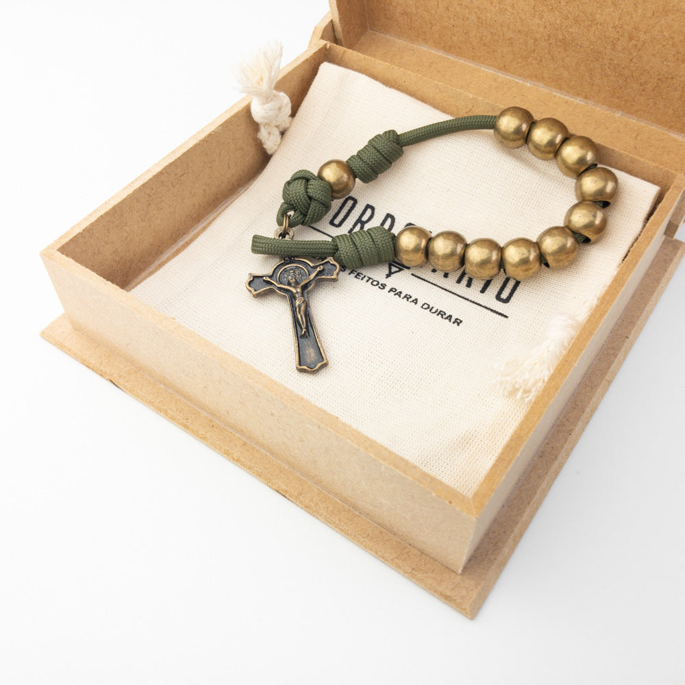 Dezena Pulseira Pocket Virtus - Verde Oliva e Ouro Velho
