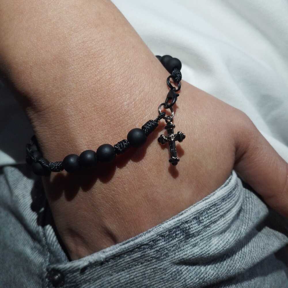 Pulseira Terço microcord - Preto