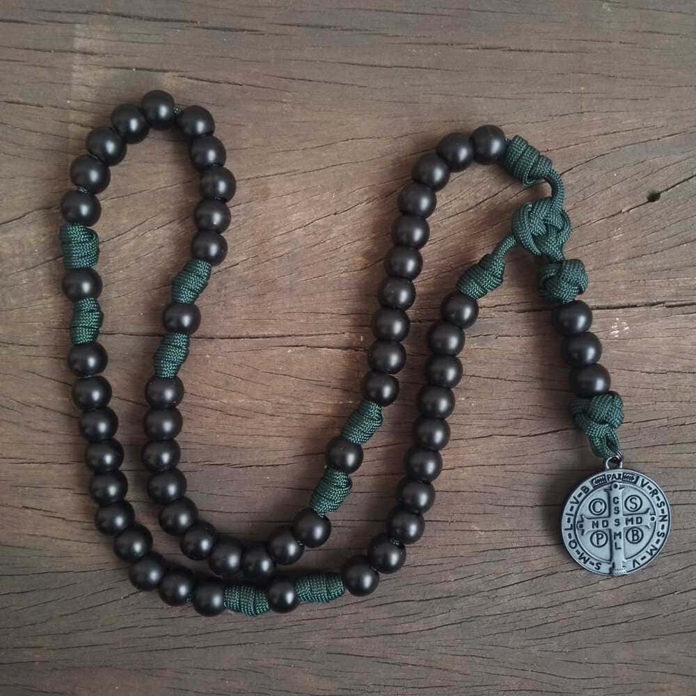 Terço Medalha de São Bento Virtus - Verde Escuro