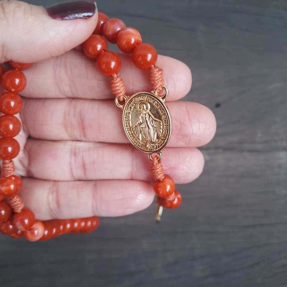 Terço Nossa Senhora das Graças Agilis 8mm - Laranja