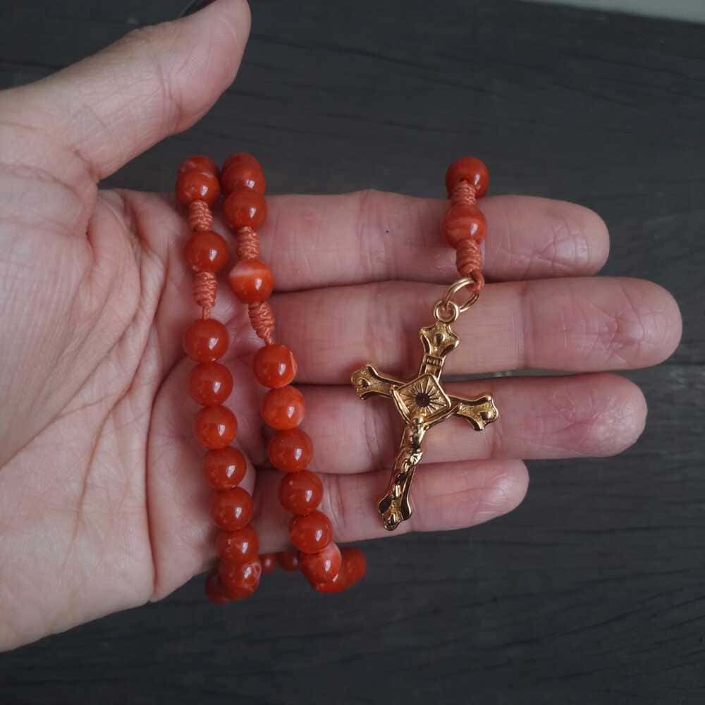 Terço Nossa Senhora das Graças Agilis 8mm - Laranja