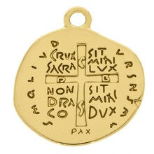 Medalha Devocional Duas Cruzes - Ouro
